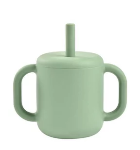 Beaba Silikonowy kubek ze słomką 170 ml sage green - Kubki dla dzieci - miniaturka - grafika 1