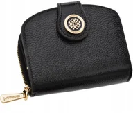 Portfele - Monnari Mały Skórzany Portfel Damski Trójelementowa Portmonetka Czarny - miniaturka - grafika 1