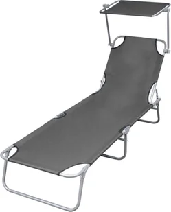 Elior Szary leżak ogrodowy z zadaszeniem - Lorenzo - Leżaki ogrodowe - miniaturka - grafika 1