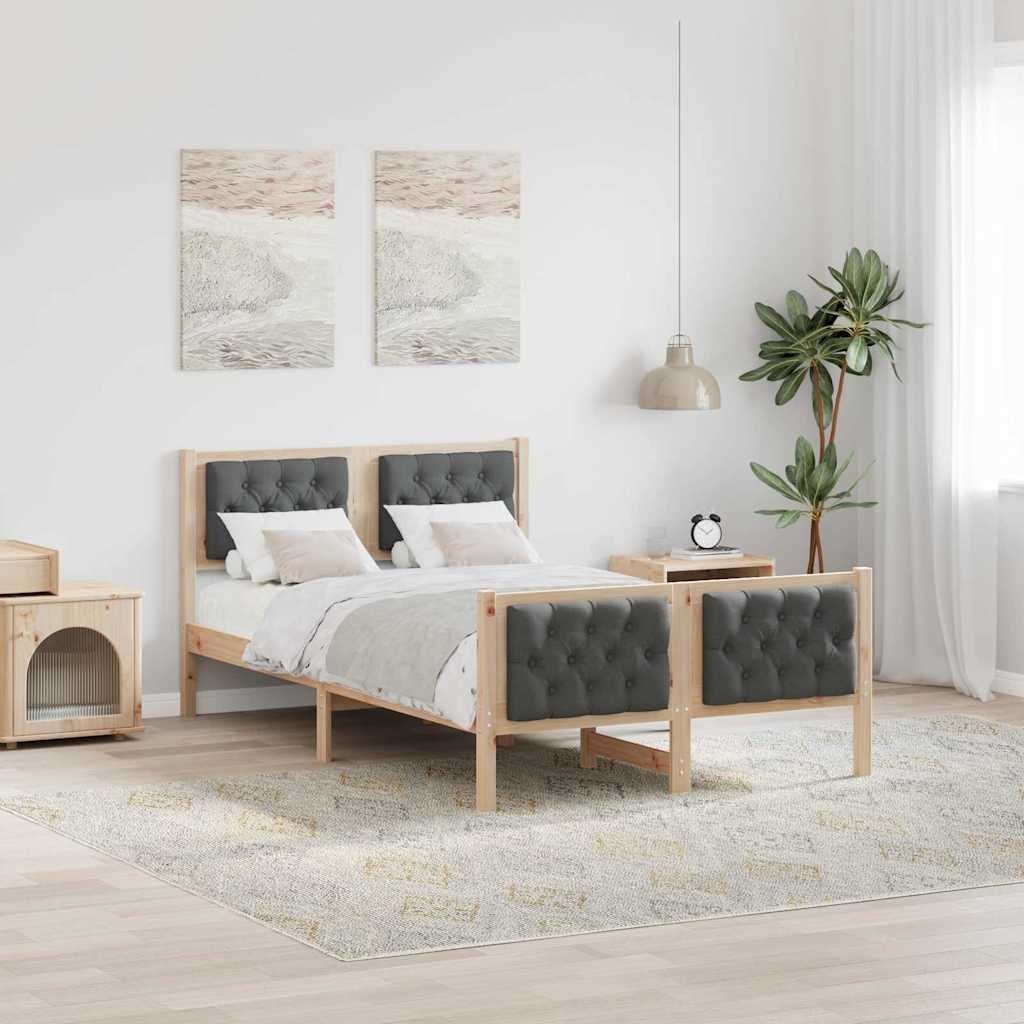 vidaXL vidaXL Ramka łóżka Ciemnoszary 120 x 190 cm Lite drewno sosnowe