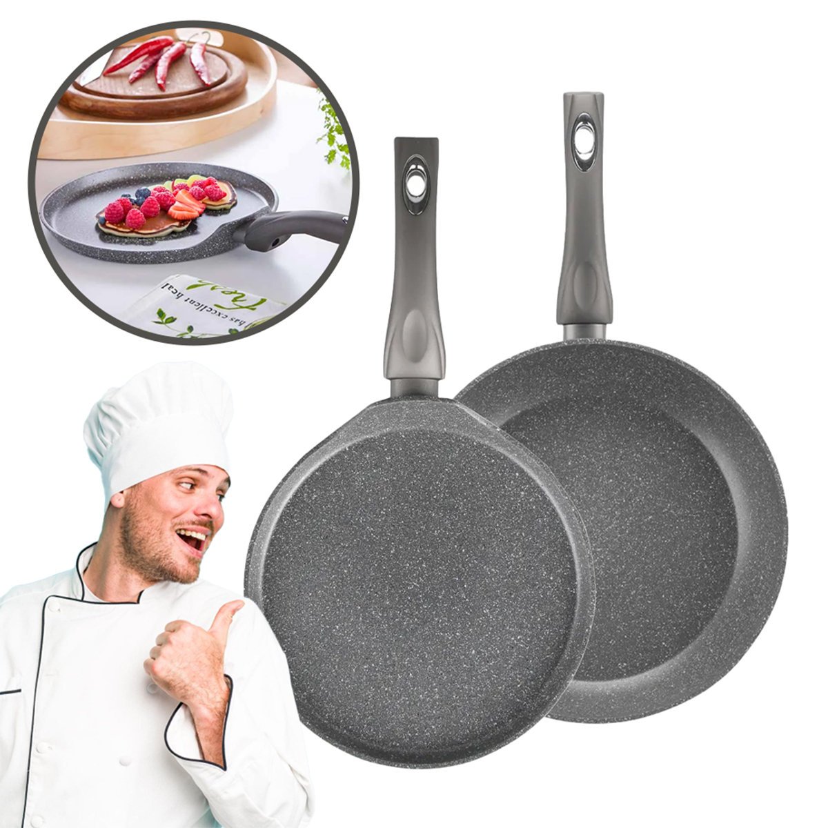 Zestaw patelni z trwałą powłoką non-stick Valdinox Rock 24 i 28 cm 2 szt.