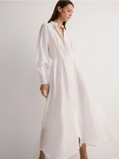 Sukienki - Reserved - Sukienka maxi z lnem - złamana biel - grafika 1