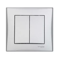 Wyłączniki światła i elektryczne - Schneider Włącznik podwójny SEDNA aluminium - miniaturka - grafika 1