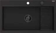 Zlewozmywaki - Mexen Omar zlewozmywak granitowy 1-komorowy 800 x 480 mm, czarny, syfon czarny - 6520801005-77-B - miniaturka - grafika 1