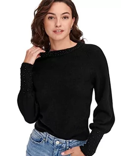 Swetry damskie - ONLY Women's ONLALEXIS L/S Bead KNT sweter damski, czarny, M (opakowanie 4 szt.) - grafika 1