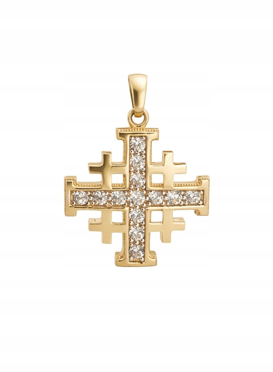 Zawieszka krzyż jerozolimski ze złota pr. 585, 14K