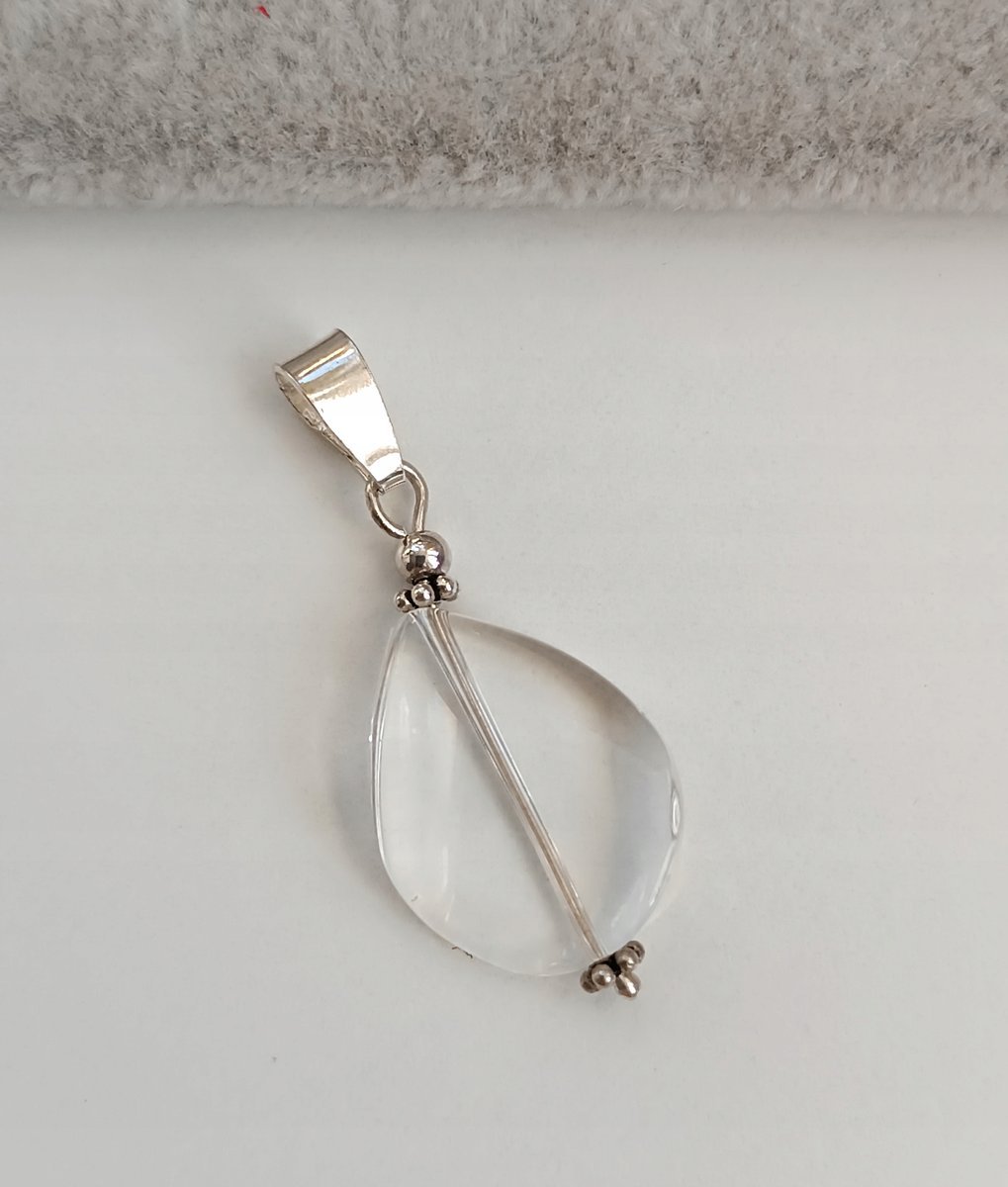 ZAWIESZKA DO ŁAŃCUSZKA WISIOREK BIAŁY GŁADKI KRYSZTAŁ GÓRSKI SREBRO 925