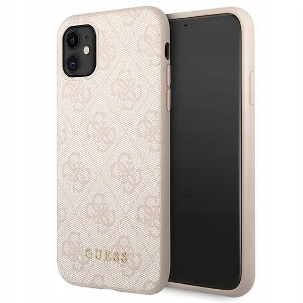 Etui Guess do iPhone 11 6,1" różowy/pink hard case 4G Metal Gold Logo