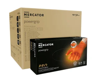 Mercator Medical, Powergrip, rękawiczki ochronne karton Orange, rozmiar M, 10x50 szt. - Rękawiczki jednorazowe - miniaturka - grafika 1