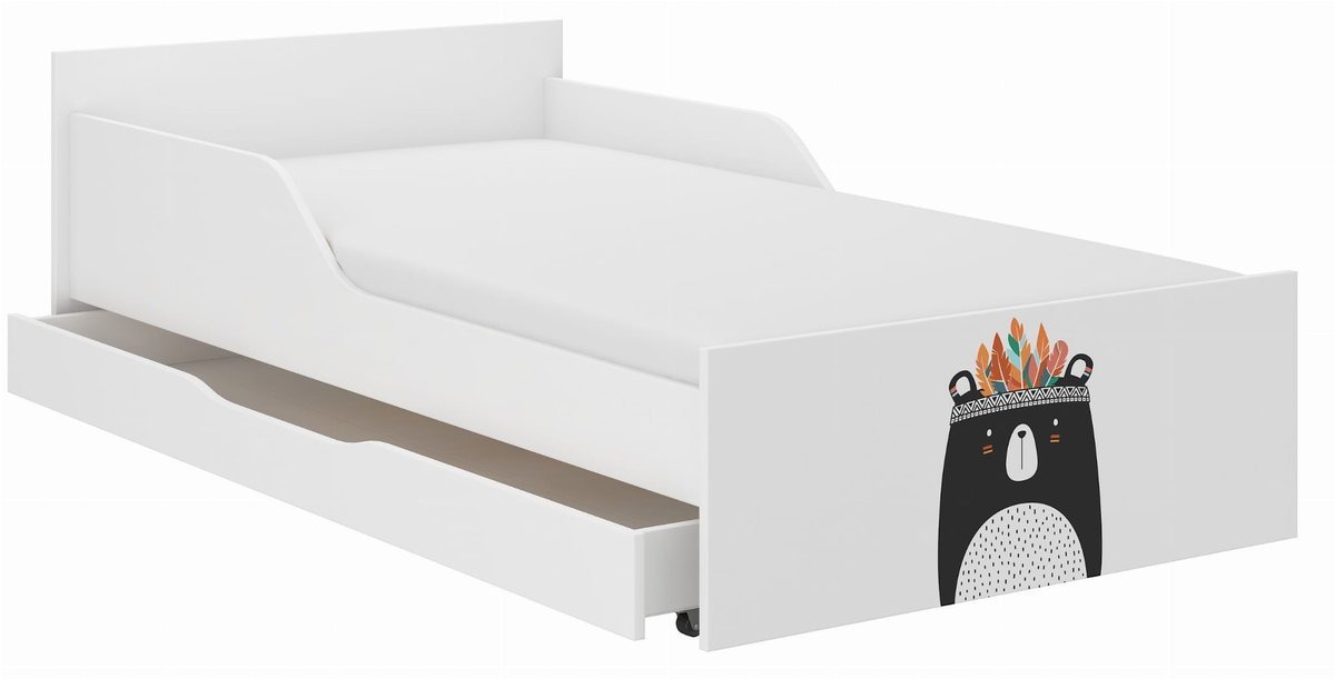 Łóżko dziecięce PUFI 180x90 MIŚ CZARNO-BIAŁY