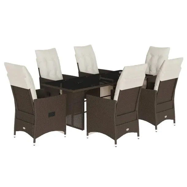 Zestaw Bistro Ogrodowy z Rattanu PE, Stół 190x80x75 cm, Krzesła 56x59x92