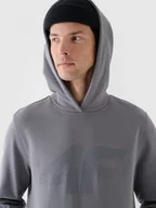 Bluzy sportowe męskie - Męska bluza dresowa nierozpinana z kapturem 4F 4FWMM00TSWSM1766 - szara - miniaturka - grafika 1