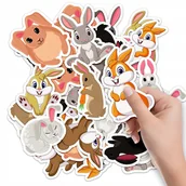 Szkolne artykuły papiernicze - NAKLEJKI NA ZESZYT NALEPKA Z POSTACIAMI KRÓLIK GRYZOŃ ZWIERZE WZORY 10SZT - miniaturka - grafika 1