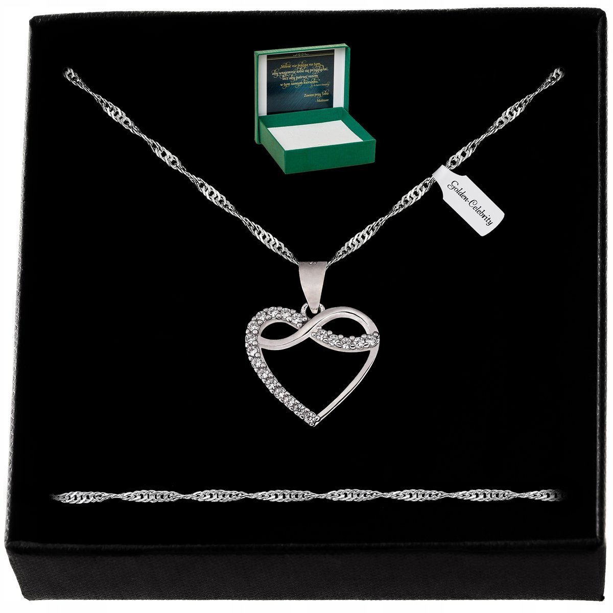 Srebrny Naszyjnik Serce Nieskończoność 925 +Gratis