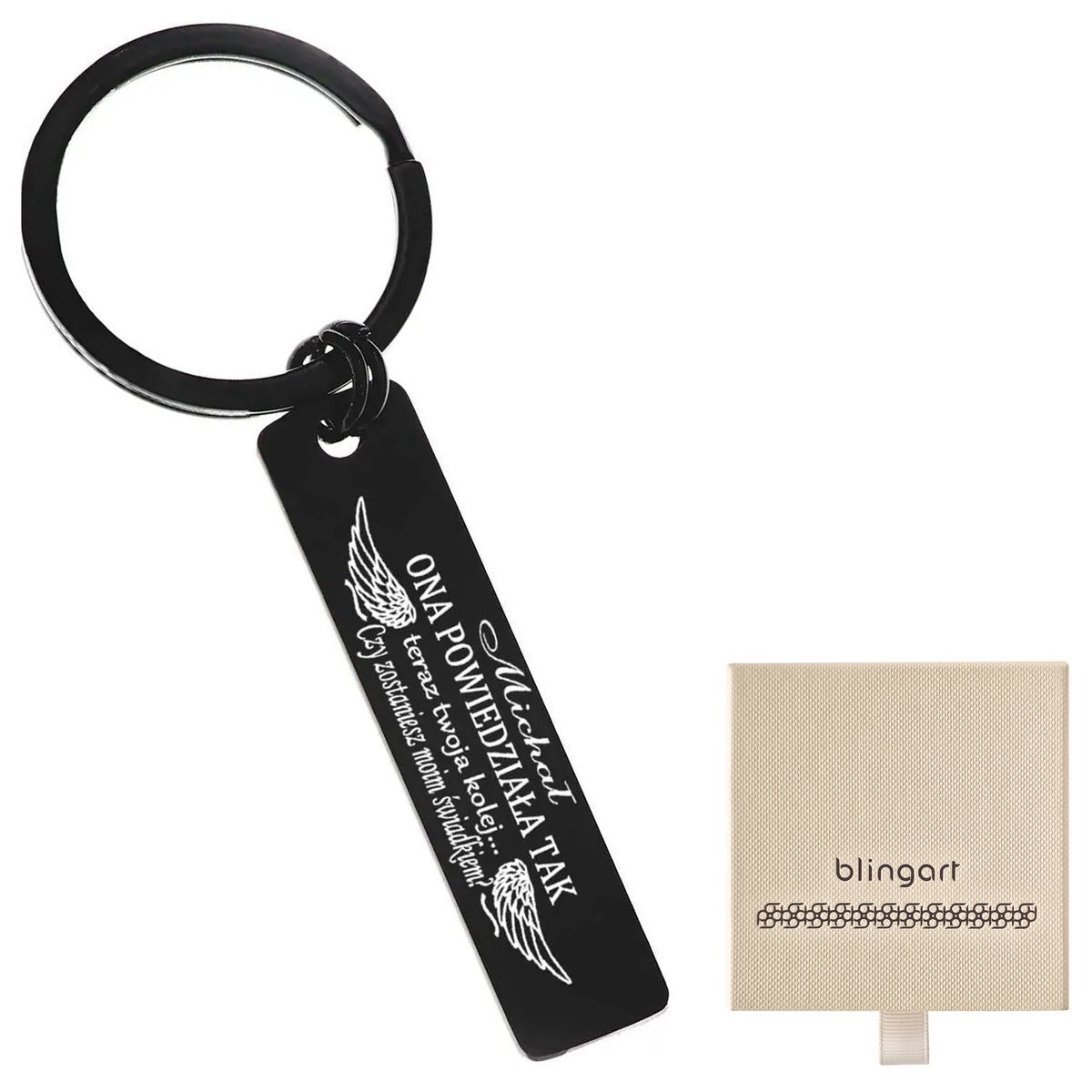 Brelok do kluczy zawieszka Z GRAWEREM czarny