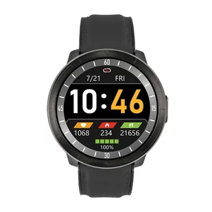 Watchmark WM18 Leather Czarny - Smartwatch - miniaturka - grafika 1