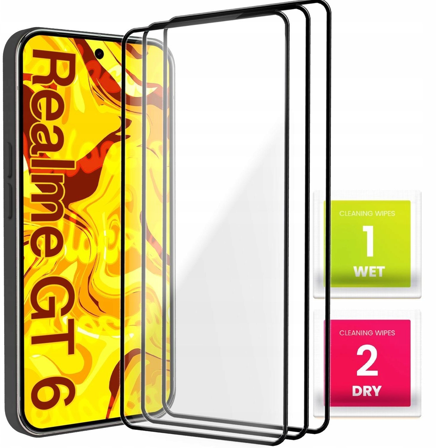 Hello Case 3-PAK Szkło Hartowane Do Realme GT 6 Pełne, 5D, Szybka, 9H, Ochronne