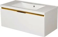 Szafki łazienkowe - Szafka łazienkowa biała 100cm DIAMOND GOLD z umywalką - miniaturka - grafika 1