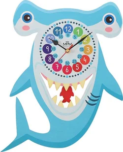 MPM Zegar ścienny dziecięcy rekin MPM E05.4468.A 26 x 55 cm - Wyposażenie pokoiku dziecięcego - miniaturka - grafika 1