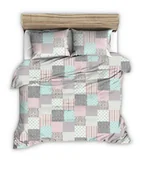 Pościel - Pościel Z Kory 160X200 Wzór Różowa Turkusowa Kratka Patchwork - miniaturka - grafika 1