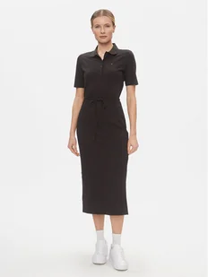 Tommy Hilfiger Sukienka codzienna Reg Breton Midi Polo Dress Ss WW0WW42030 Czarny Regular Fit - Sukienki - miniaturka - grafika 1