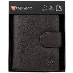 Portfel męski skórzany na karty i monety z ochroną RFID BLOCK (ciemny brąz) - Portfele - miniaturka - grafika 1