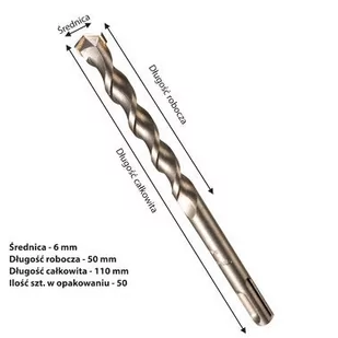 Wiertło do betonu 6x50/110 mm 50 szt. Makita - Wiertła - miniaturka - grafika 1