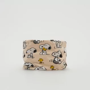 Apaszki i szaliki damskie - Reserved Reserved - Dzianinowy komin Snoopy - Beżowy - grafika 1