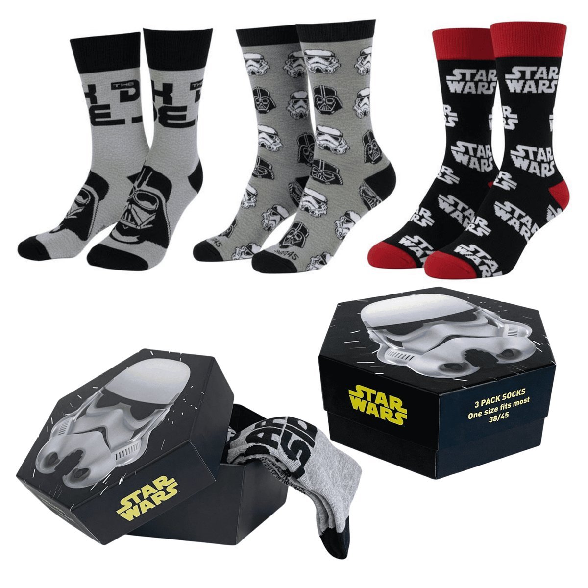 Zestaw prezentowy skarpet Star Wars 3 pary Darth Vader Stormtrooper 38-45