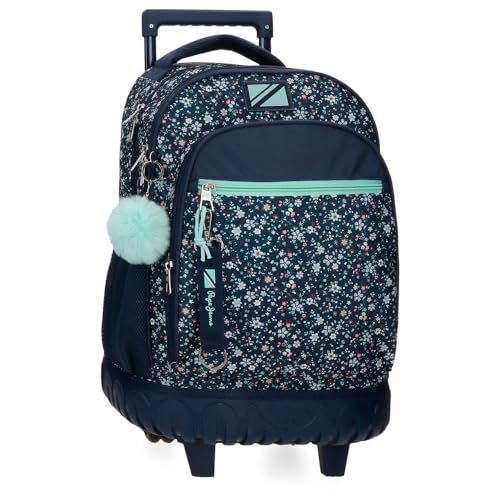 Pepe Jeans Alenka Plecak Compact 2 Wheels Niebieski 32x43x21 cms Poliester 28,9L by Joumma Bags, niebieski, Kompaktowy plecak 2 koła