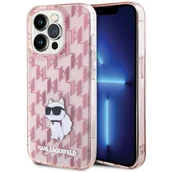 Etui i futerały do telefonów - Etui KARL LAGERFELD Monogram Choupette do Apple iPhone 15 Pro Max Różowy - miniaturka - grafika 1