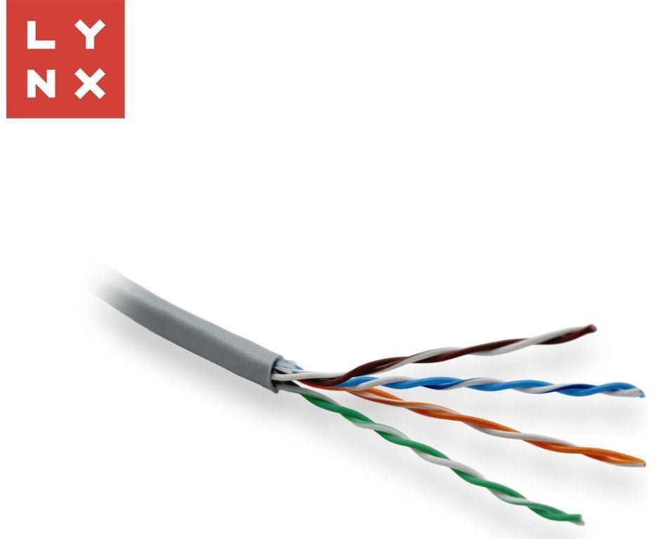 LYNX UTP kabel Cat5e, PVC Eca, celoměděný, vnitřní , šedý, box 305m LX-SLD-UTP5E-PVC-GR