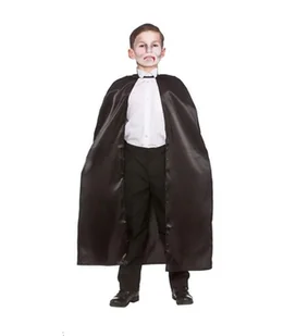 Strój Peleryna Czarna 122/128 ST802 Halloween Drakuli z Aksamitu Wampira Czarodzieja Maga - Stroje karnawałowe - miniaturka - grafika 1