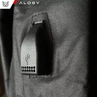 Plecak torba na laptopa 15,6" duży wodoodporny z portem USB Unisex 44x34x13cm Alogy Backpack Czarny - Torby fotograficzne i futerały - miniaturka - grafika 5