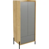 Szafy - Szafa 2D Hikora Naturalna / Szary Przykurzony Mobius Halmar Szary Przykurzony, Hikora Naturalna - miniaturka - grafika 1