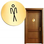 Tablice i flipcharty - TABLICZKA TOALETA WC PIKTOGRAM MĘSKA OZNACZENIE NA DRZWI GRAWER ZŁOTY - miniaturka - grafika 1