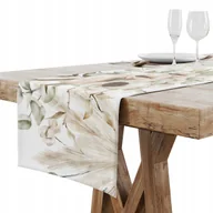 Obrusy i serwetki - BIEŻNIK OBRUS NA STÓŁ MATOWY GŁADKI 40x120 BOHO BEŻOWE KWIATY 008 - miniaturka - grafika 1