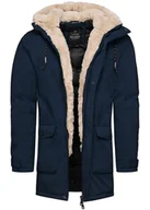 Kurtki męskie - Kurtka męska parka z futerkiem granatowa Recea - miniaturka - grafika 1