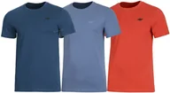 Koszulki męskie - 4F ZESTAW 3szt. 3-PAK MÄSKA KOSZULKA T-SHIRT 100% BAWEĹNA / rozm M - miniaturka - grafika 1