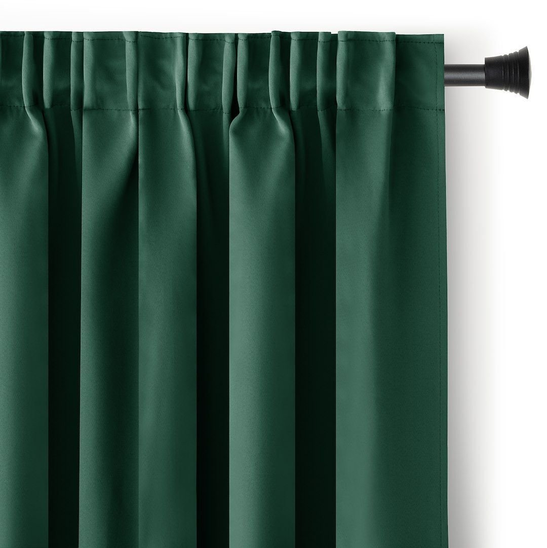Monroe Zasłona blackout 90% na taśmie z szarfą 200x245 cm zielona Restilo