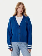 Swetry damskie - Guess Jeans Kardigan W4BR81 Z3HM1 Niebieski Regular Fit - miniaturka - grafika 1