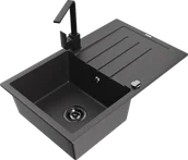 Zlewozmywaki z baterią - Mexen Bruno zlewozmywak granitowy 1-komorowy z ociekaczem i baterią kuchenną Rita, czarny nakrapiany - 6513-76-670300-70-B - miniaturka - grafika 1