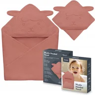 Okrycia kąpielowe dla dzieci - Lionelo Ręcznik Z Kapturkiem Muslinowy Hooded Towel Red Coral - miniaturka - grafika 1