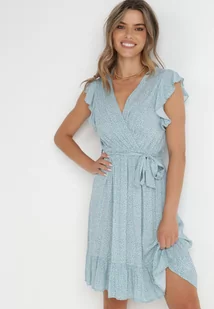 Miętowa Sukienka z Paskiem Rartho - Sukienki - miniaturka - grafika 1