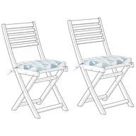 Fotele i krzesła ogrodowe - Beliani Zestaw 2 poduszek na krzesło ogrodowe w trójkąty niebieskie FIJI - miniaturka - grafika 1