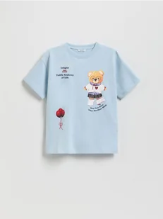 Reserved - Bawełniany t-shirt z nadrukiem - jasnoniebieski - Koszulki dla dziewczynek - miniaturka - grafika 1