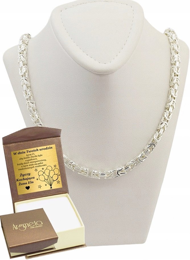 Łańcuszek Srebrny Męski Splot Królewski 4,00 mm Pełny Diamentowany pr 925