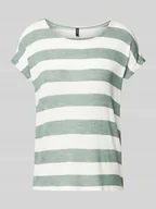 Koszulki i topy damskie - T-shirt o kroju relaxed fit z mieszanki wiskozy model ‘WIDE STRIPE’ - miniaturka - grafika 1
