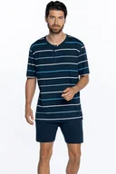 Piżamy męskie - Piżama męska AMADEO Ciemnoniebieski S - miniaturka - grafika 1