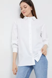 Koszule damskie - Selected Femme koszula bawełniana damska kolor biały relaxed z kołnierzykiem klasycznym - grafika 1